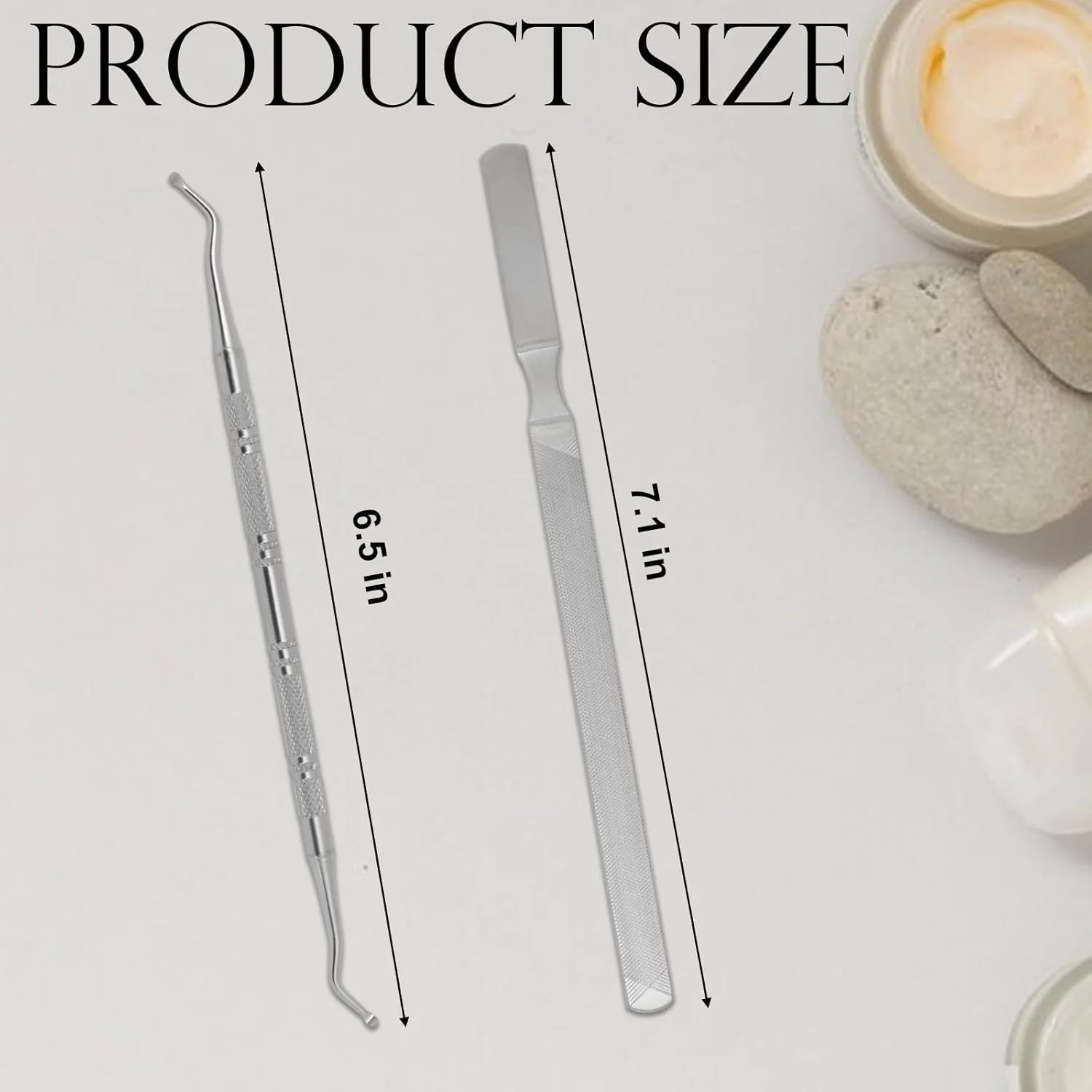 سوهان ناخن استیل بلند و ابزار دو طرفه برای بلند کردن ناخن (18 سانتی متر) - سوهان فلزی بادوام برای ناخن های ضخیم، ابزار مانیکور و پدیکور ارگونومیک برای آقایان و بانوان - نقره ای