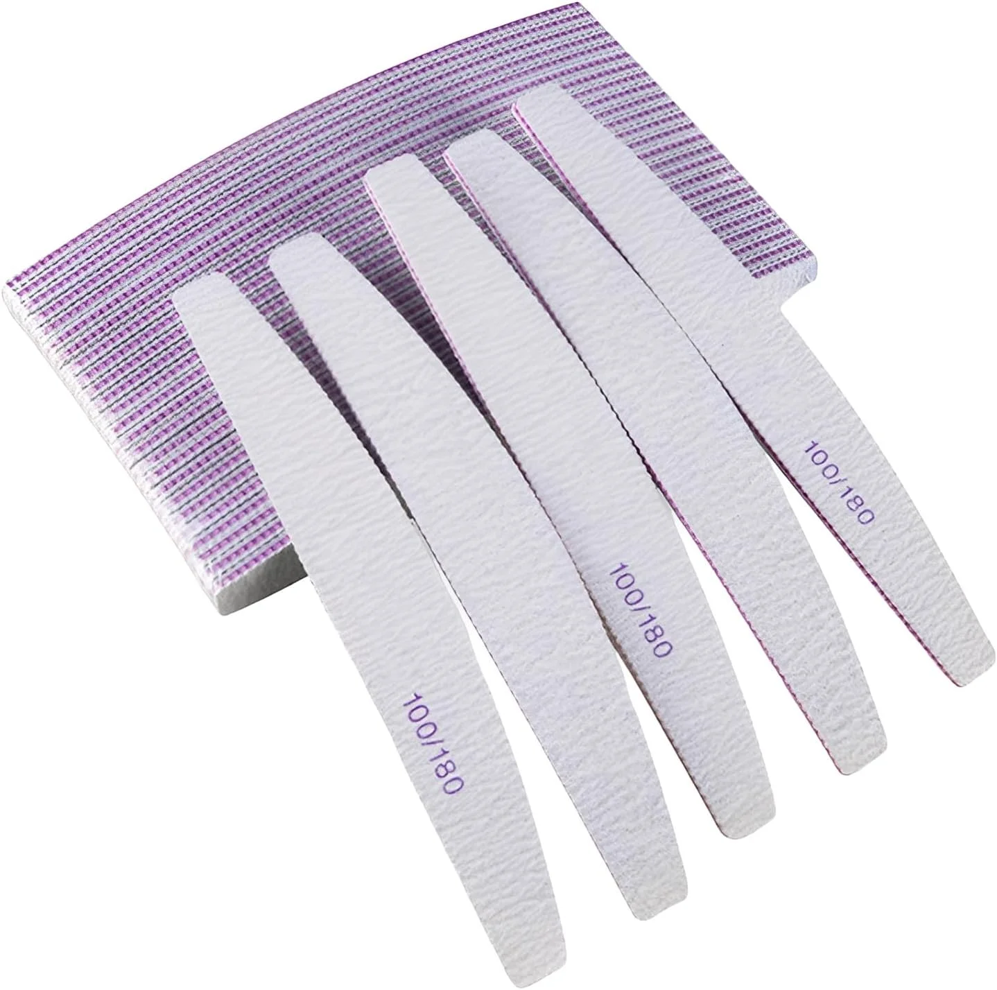 ۲۵ عدد سوهان ناخن حرفه ای، سوهان ناخن دو طرفه با درجه زبری ۱۰۰/۱۸۰ برای آرایش و حالت دادن به ناخن، آرایشگاه، حیوانات خانگی (سفید)