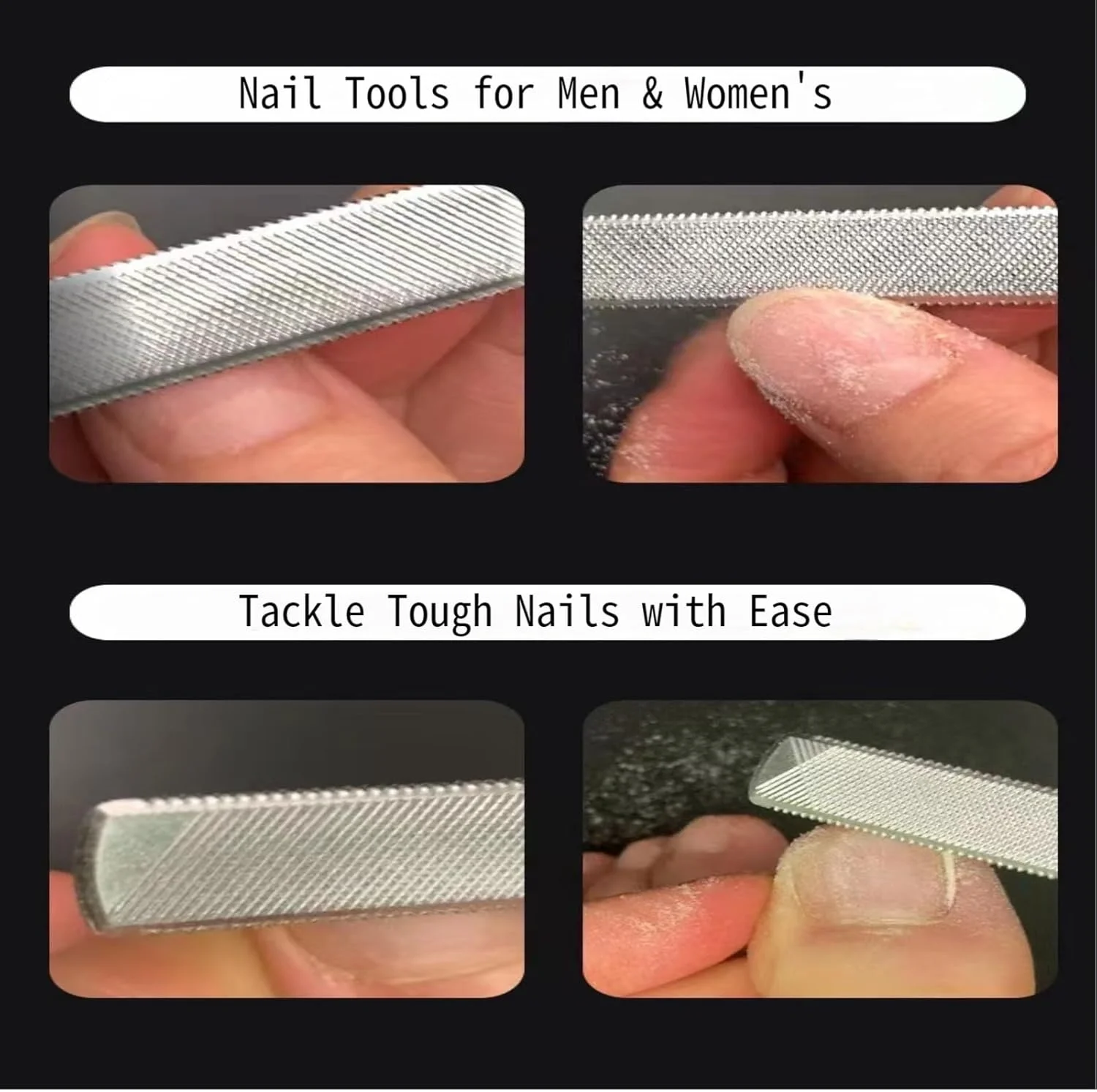 دو عدد سوهان ناخن پا برای ناخن های ضخیم و قارچی، سوهان ناخن فولادی بلند برای اونیکومیکوز، ناخن های قارچی و فرورفته - بالابرنده ناخن دو طرفه، ابزار ناخن برای آقایان و بانوان (مشکی)