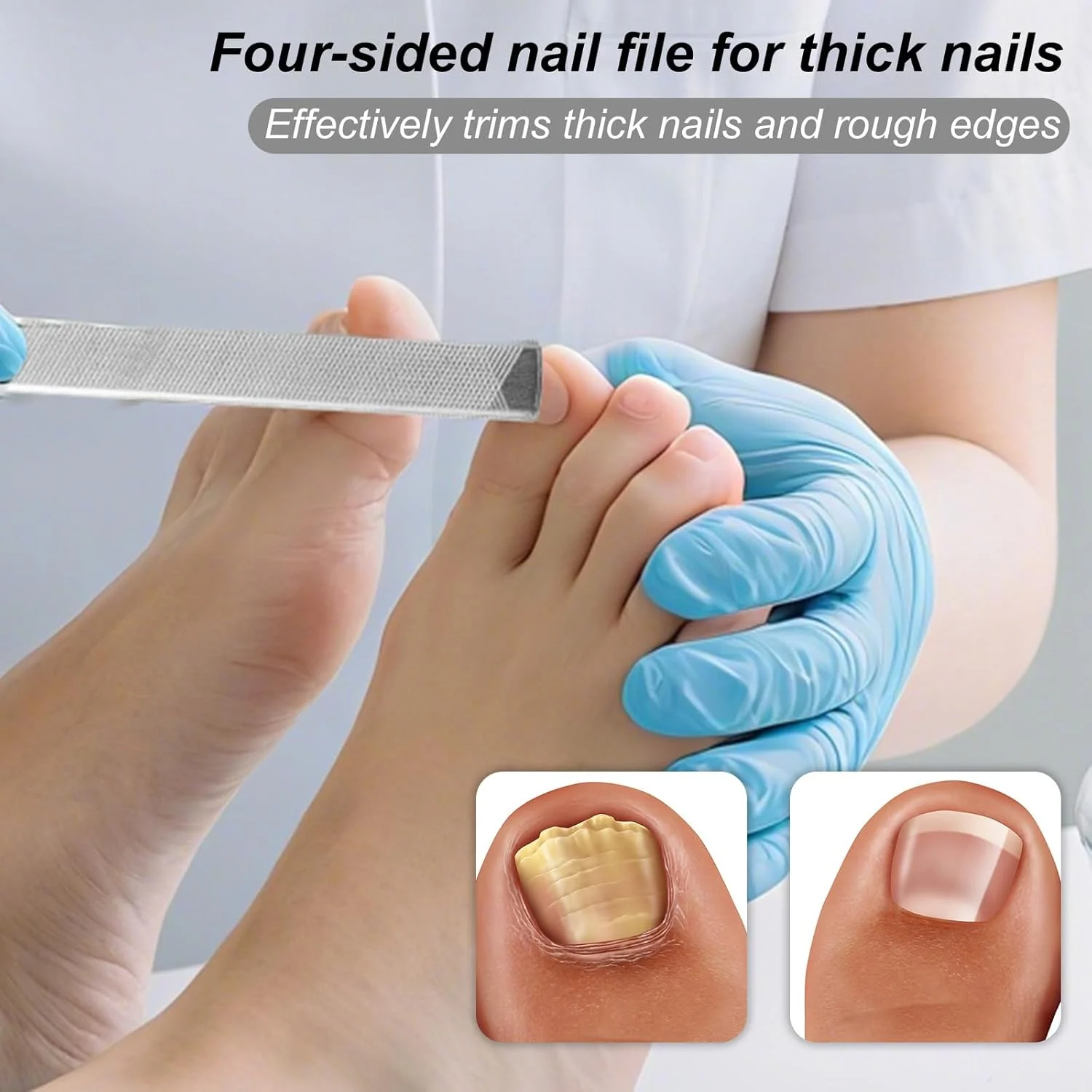 سوهان ناخن پا مقاوم برای ناخن های ضخیم، سوهان ناخن فلزی دست و پا به همراه ابزار تمیز کننده ناخن، مناسب برای مانیکور و پدیکور حرفه ای بانوان، آقایان و سالمندان