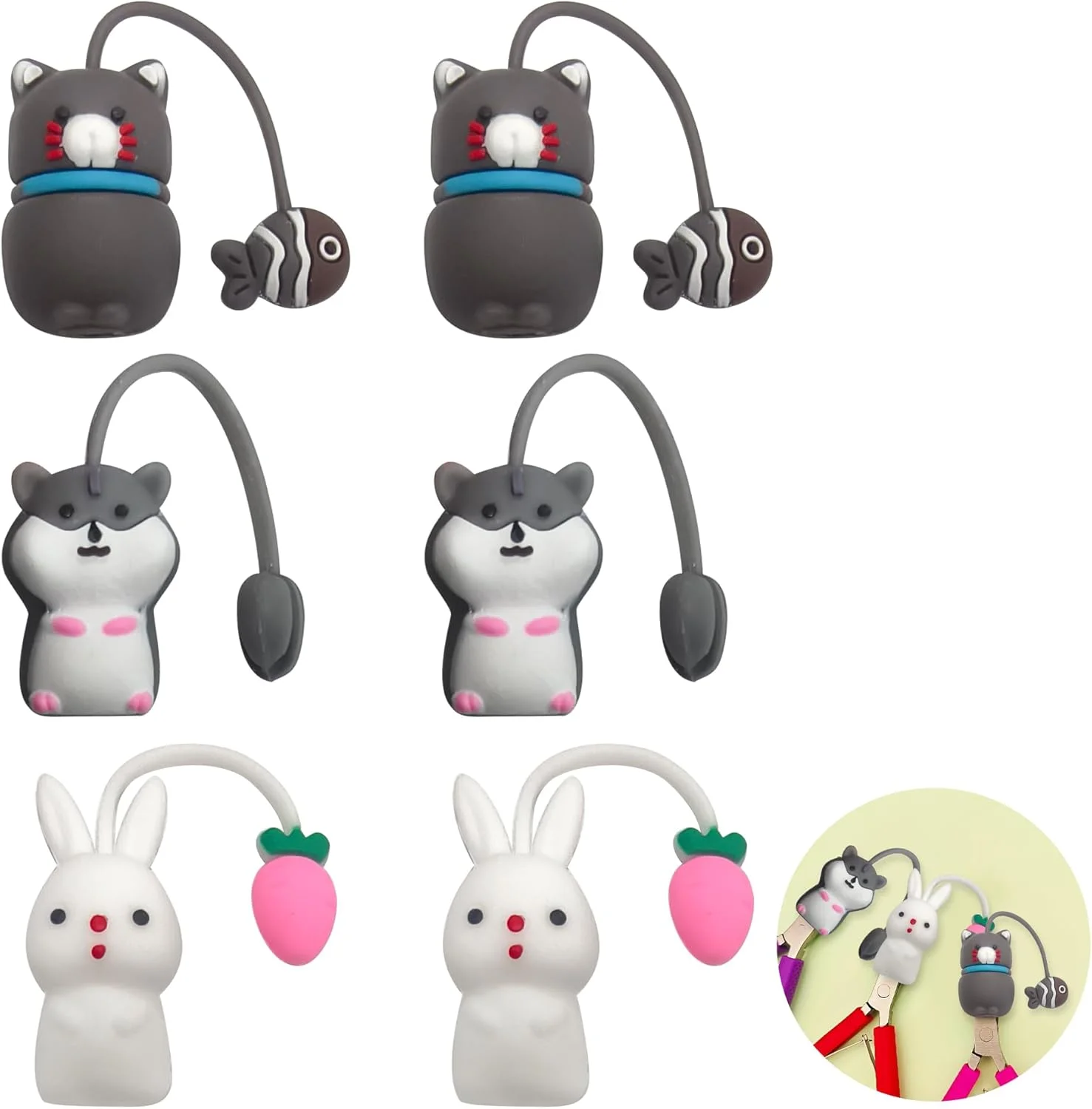 روکش قیچی کوتیکول طرح حیوانات 6 عددی، درپوش قیچی ناخن و روکش ابزار مانیکور، روکش محافظ نیپر و روکش محافظ ابزار پیرایش کوتیکول برای پدیکور و مراقبت آسان از ناخن