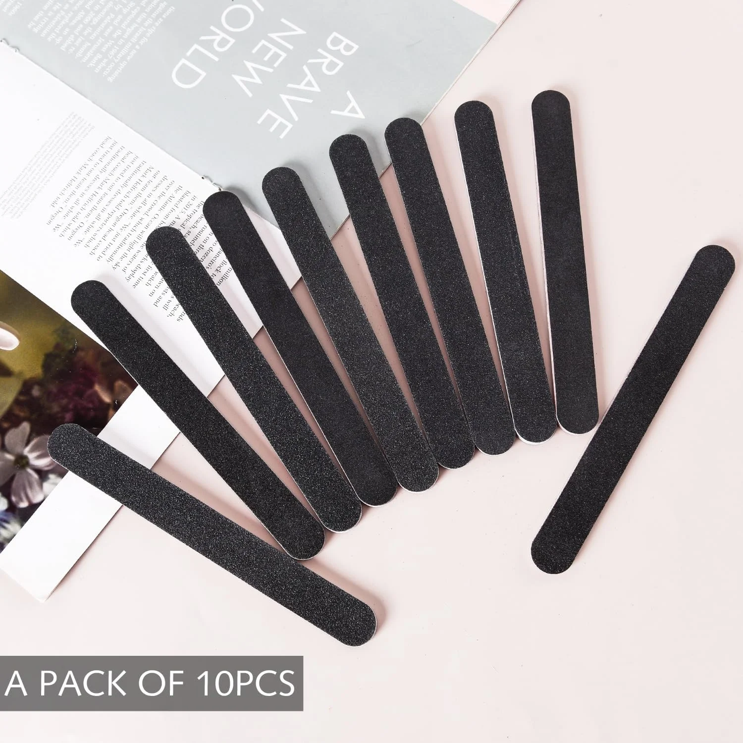 بسته 10 عددی سوهان ناخن، سوهان ناخن دو طرفه 100/180 برای ناخن ها، مجموعه سوهان ناخن حرفه ای برای مراقبت از ناخن