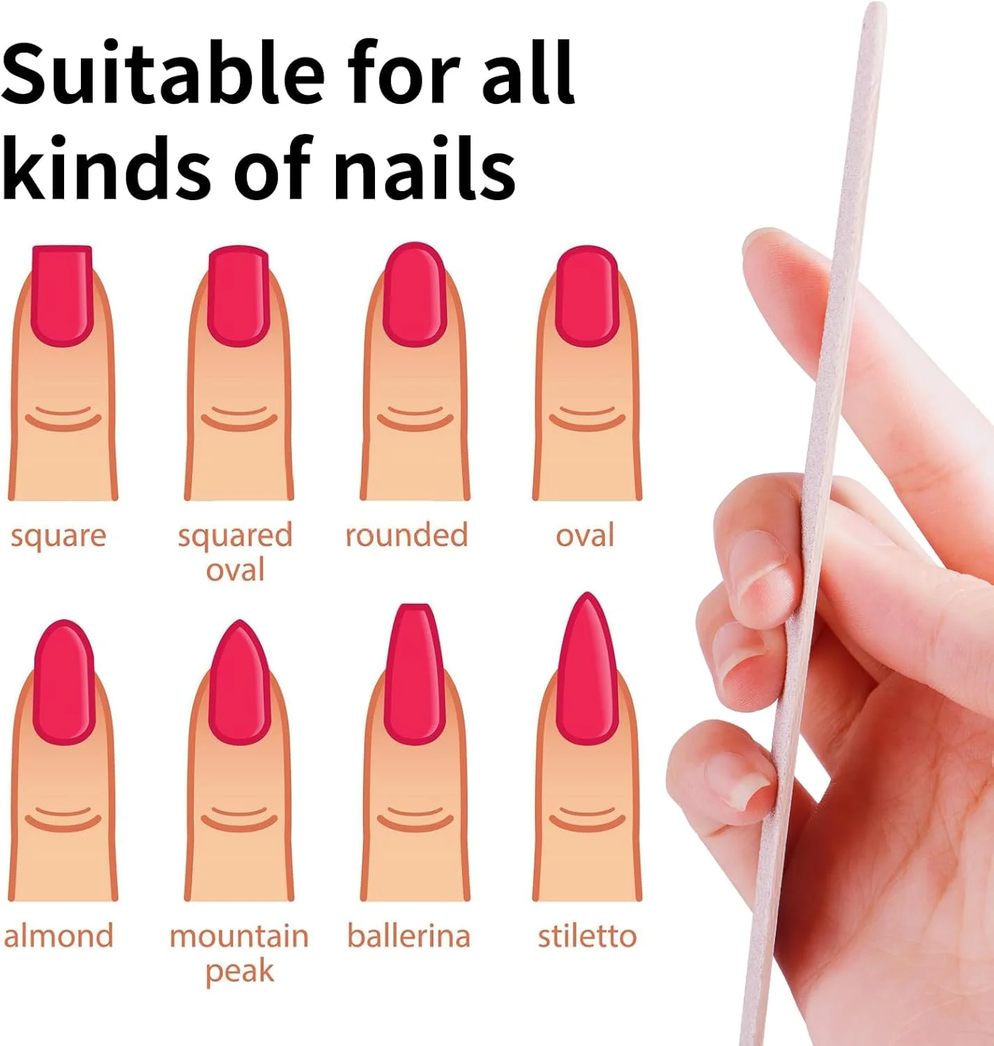 سوهان ناخن با درجه زبری 100/180 - 50 عدد سوهان ناخن حرفه ای برای ناخن های طبیعی، اکریلیک و ژلی، سمباده دو طرفه برای ناخن، ابزار سوهان ناخن با قابلیت استفاده مجدد