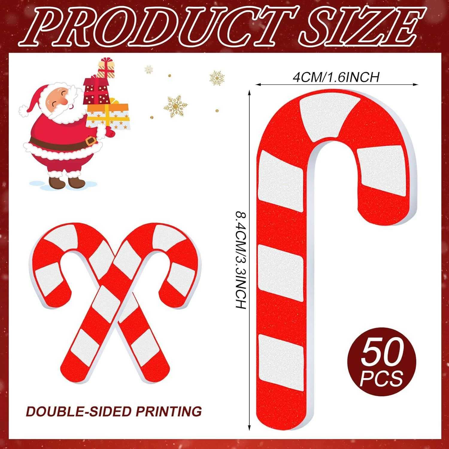 ۵۰ عدد سوهان ناخن طرح کریسمس، هدیه عمده برای خانم ها، سوهان ناخن دو طرفه با طرح آبنبات عصایی کوچک، مجموعه تخته سمباده قرمز و سفید، بافر تخته ناخن برای ناخن های اکریلیک طبیعی، هدیه جشن کریسمس