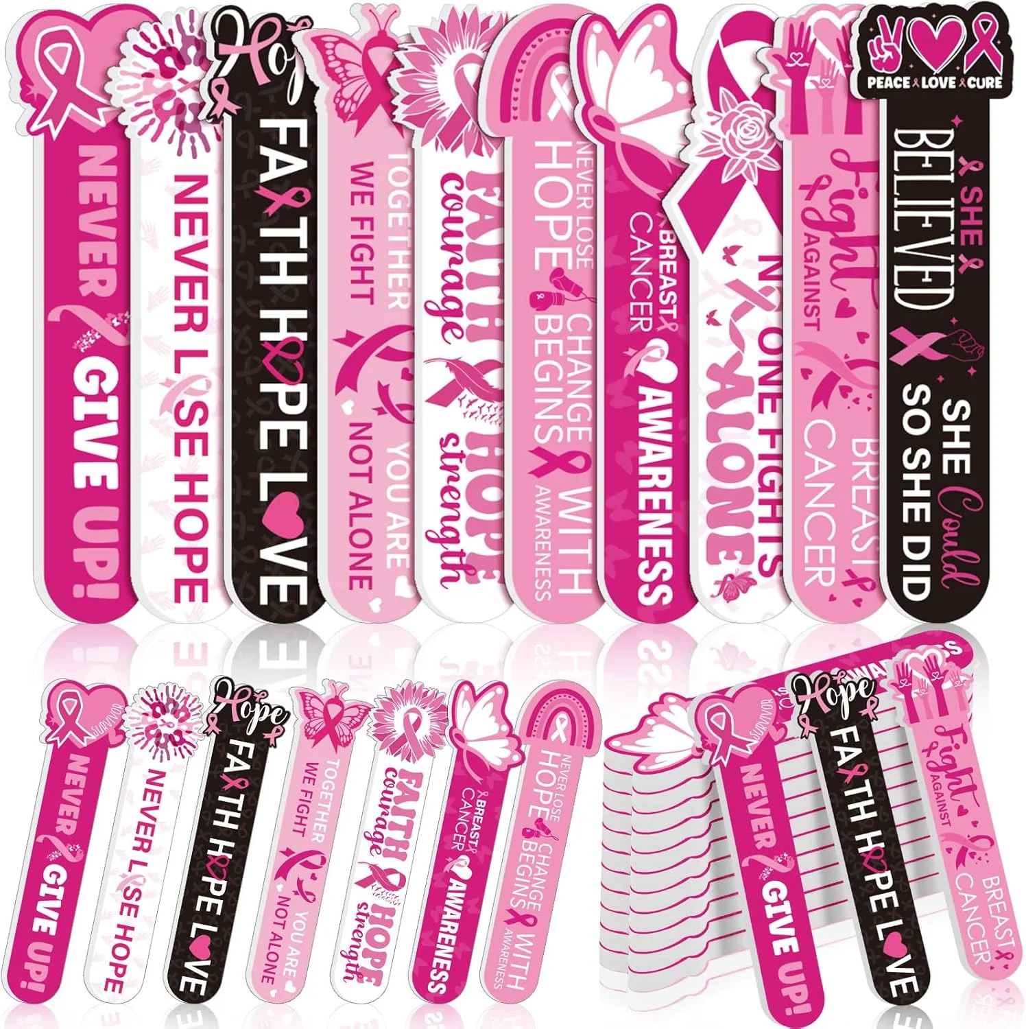 200 عدد سوهان ناخن کوچک با طرح آگاهی از سرطان سینه، ابزار مانیکور، سوهان بافر ناخن روبان صورتی برای فعالیت های عمومی بانوان