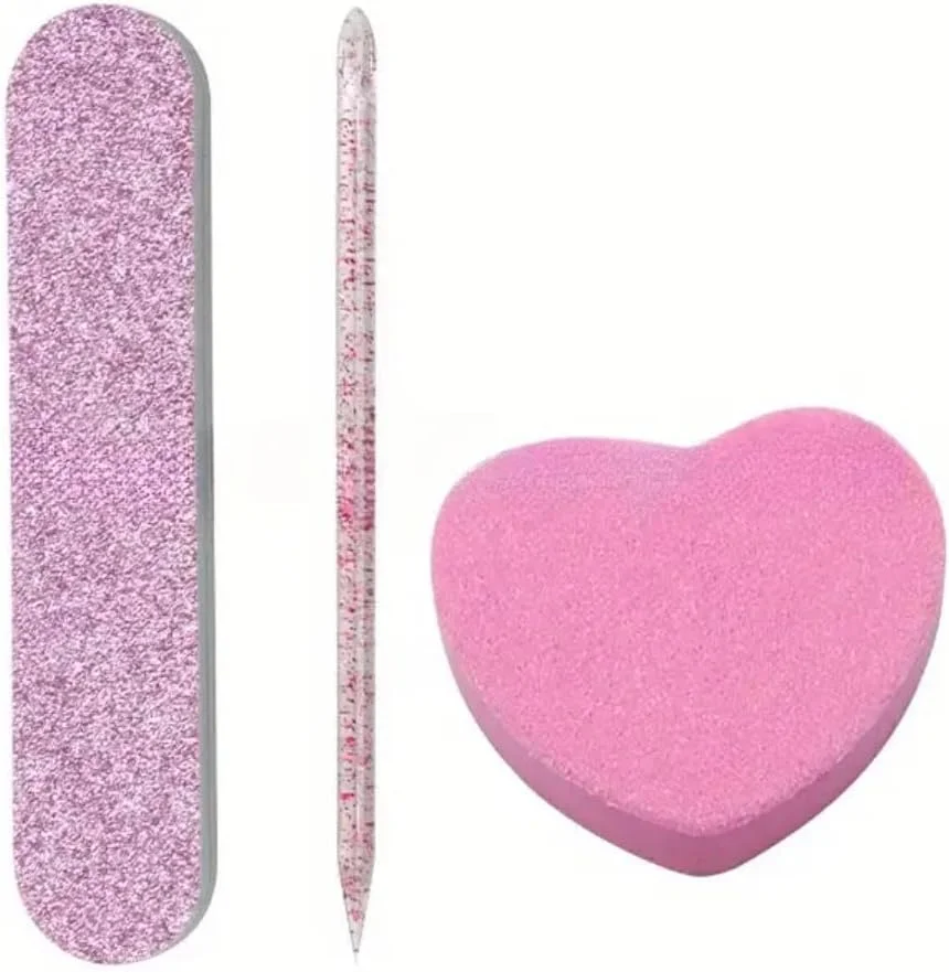 ست سوهان ناخن حرفه ای با بافر قلبی، اکلیل صورتی، بسته 5 عددی