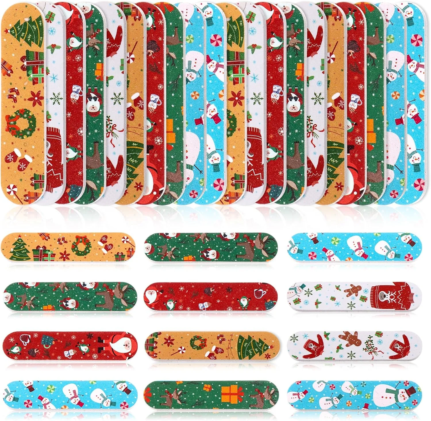 ۵۰ عدد سوهان ناخن با طرح کریسمس، هدیه ای برای خانم ها، سوهان دو طرفه، ابزار طراحی ناخن با طرح های منحصر به فرد جشن کریسمس، هدیه تولد و تعطیلات برای دوستان، خانواده و همکاران