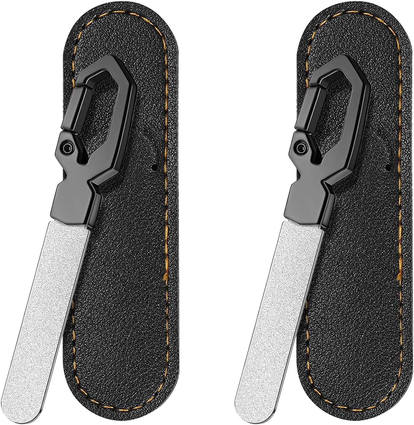 سوهان ناخن فلزی با دسته جاکلیدی، سوهان ناخن دو طرفه استیل ضد زنگ با روکش چرمی، سوهان ناخن قابل حمل برای خانه، مسافرت و هدیه