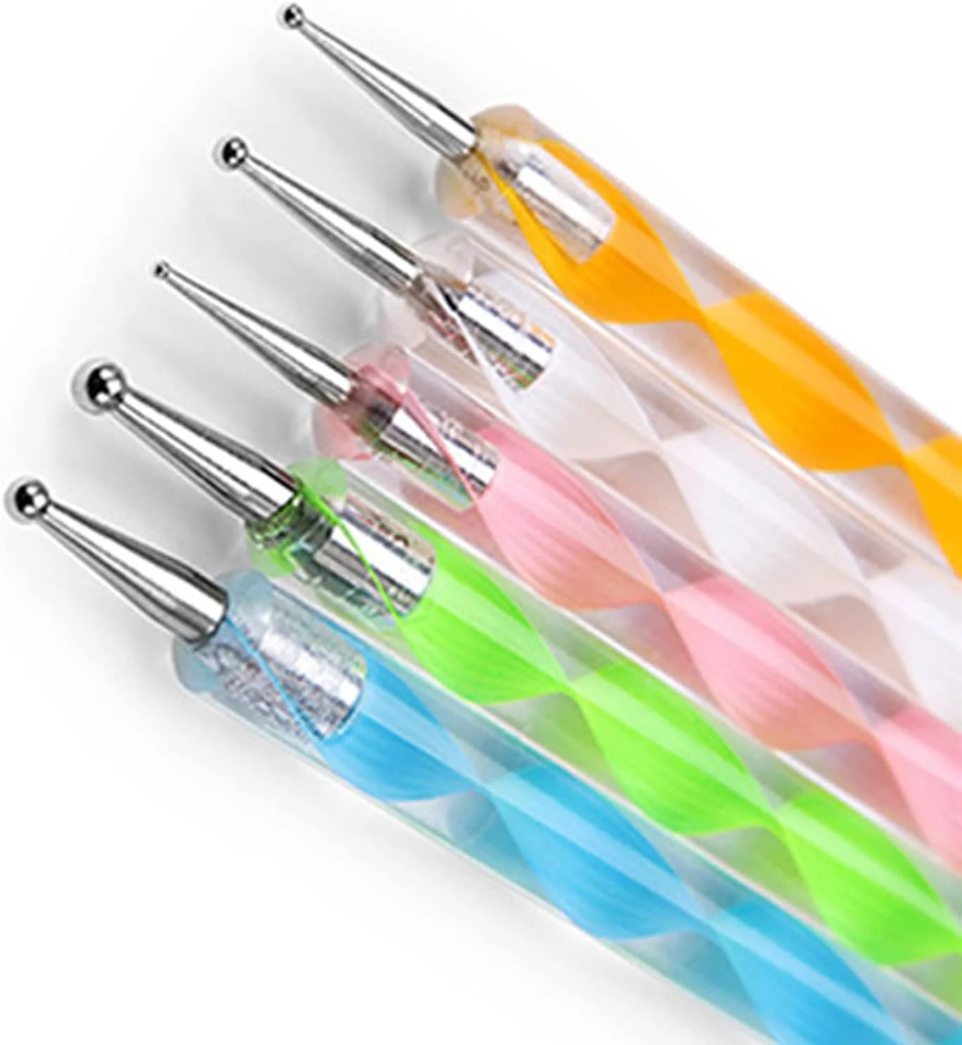 ست ابزار طراحی ناخن سوراندی، 15 قلم موی ناخن، 5 قلم نقطه گذاری دو طرفه، 4 جعبه سنگ های تزئینی براق، 10 نوار طراحی با سوهان، بافر، پولیش برای طراحی و دکور هنری