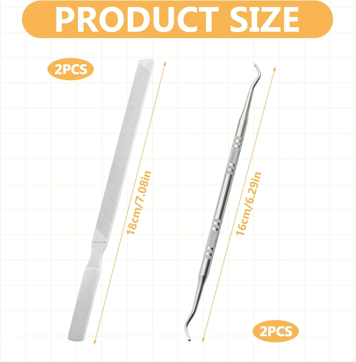 4 عدد سوهان ناخن پا برای ناخن های ضخیم، سوهان ناخن فلزی بلند فولادی برای ناخن های فرورفته و ضخیم، به همراه ابزار بلند کننده ناخن دو طرفه برای آقایان و بانوان