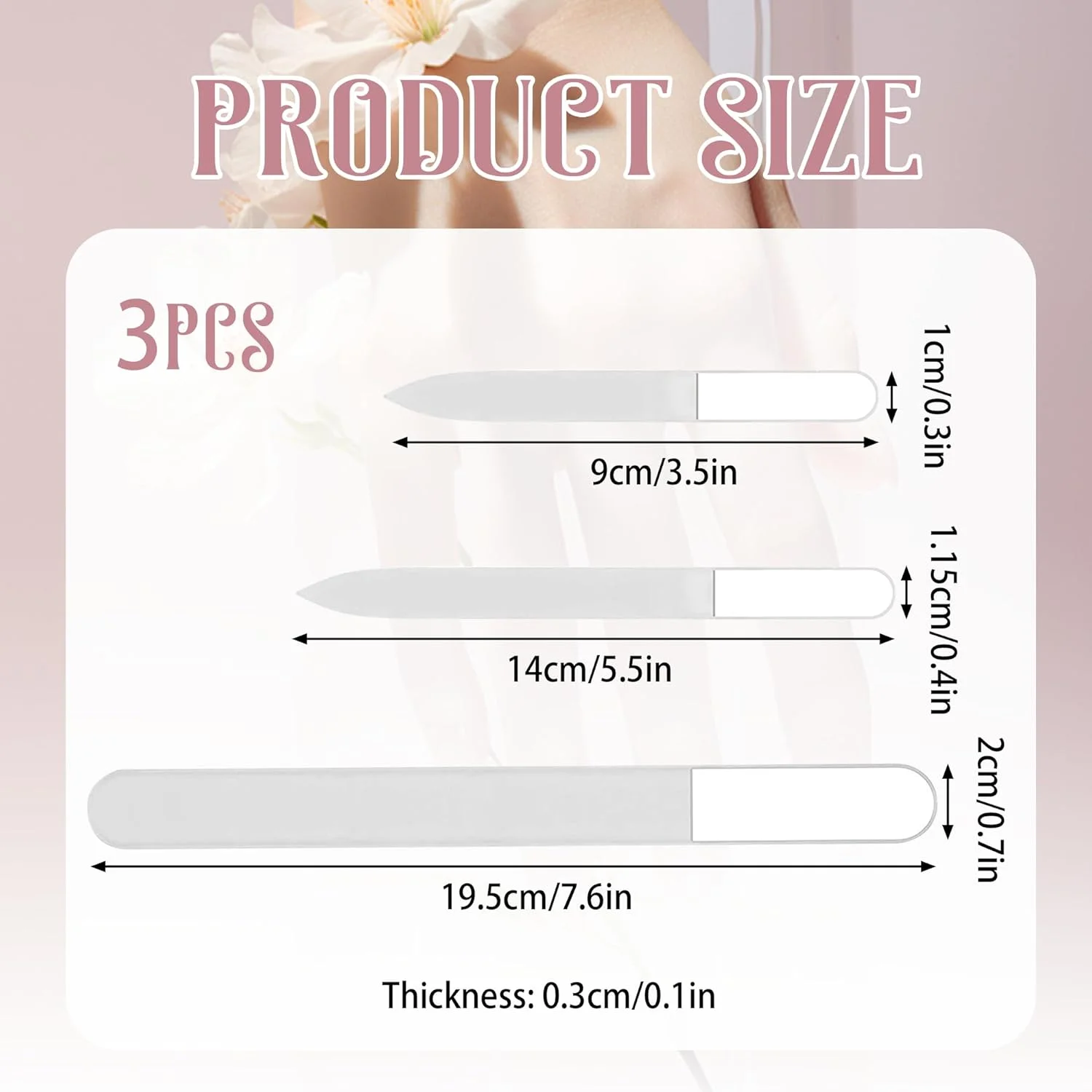 ست سوهان ناخن شیشه ای حرفه ای 3 عددی، سوهان ناخن کریستالی بادوام، سوهان ناخن دو طرفه قابل شستشو، ملایم و کارآمد برای ناخن های طبیعی