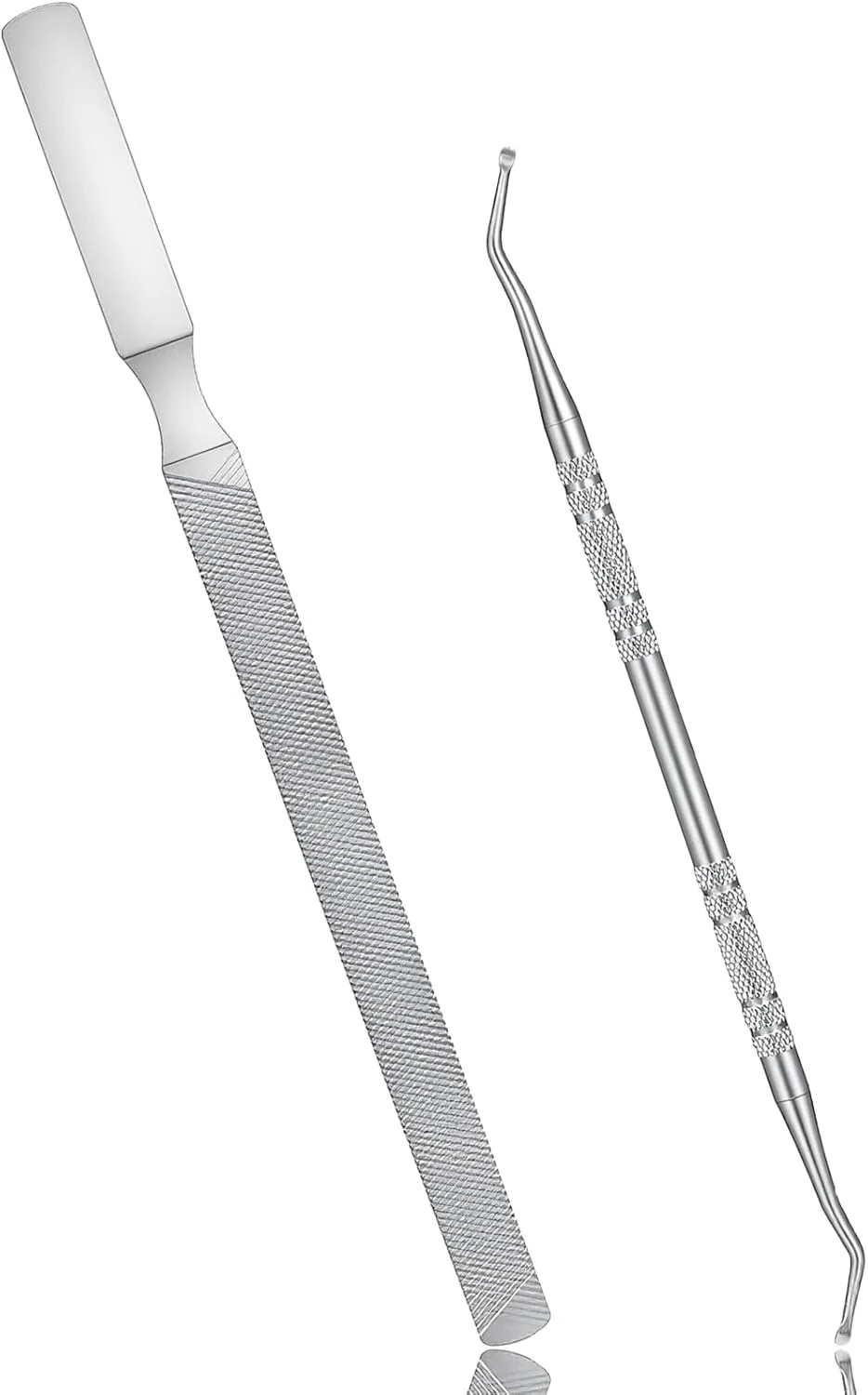 سوهان ناخن بلند حرفه ای استیل ضد زنگ، ابزار بادوام و قابل استفاده مجدد برای مانیکور و پدیکور، به همراه ابزار دو طرفه برای بلند کردن ناخن پا مناسب برای ناخن های ضخیم دست و پا، آقایان و بانوان