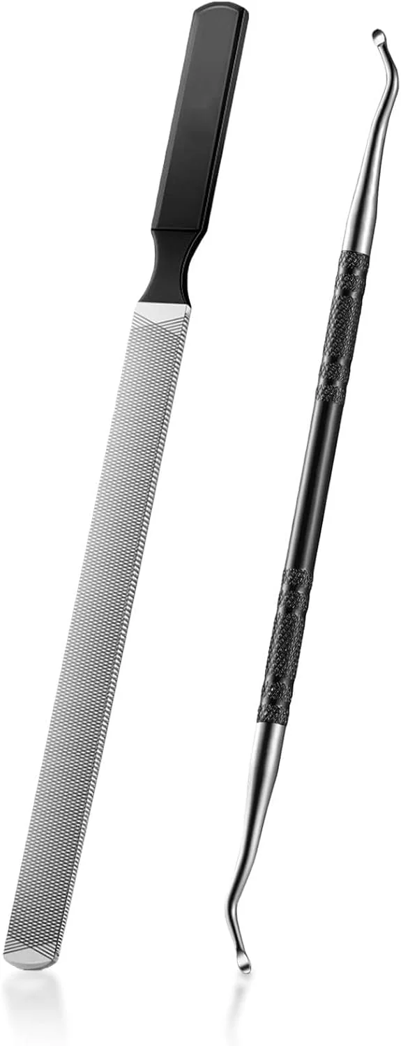 بسته 2 عددی سوهان ناخن فولادی بلند، ایده آل برای ناخن های ضخیم و قارچی شکل، ابزار حرفه ای مراقبت از پا، مراقبت کارآمد از ناخن، دو طرفه قابل استفاده، پراک