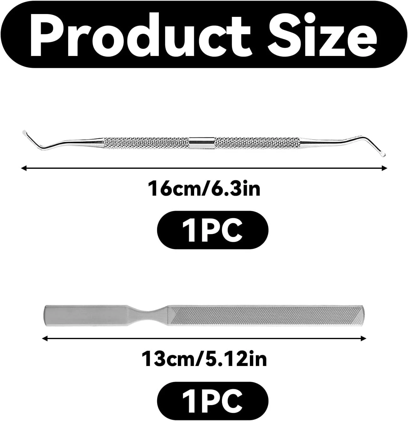 دو عدد سوهان ناخن فولادی بلند با دسته استیل ضد لغزش و لیفتر ناخن دو طرفه، سوهان ناخن برای اونیکومیکوزیس، ناخن های قارچی و فرورفته، ابزار مانیکور پدیکور برای مردان و زنان