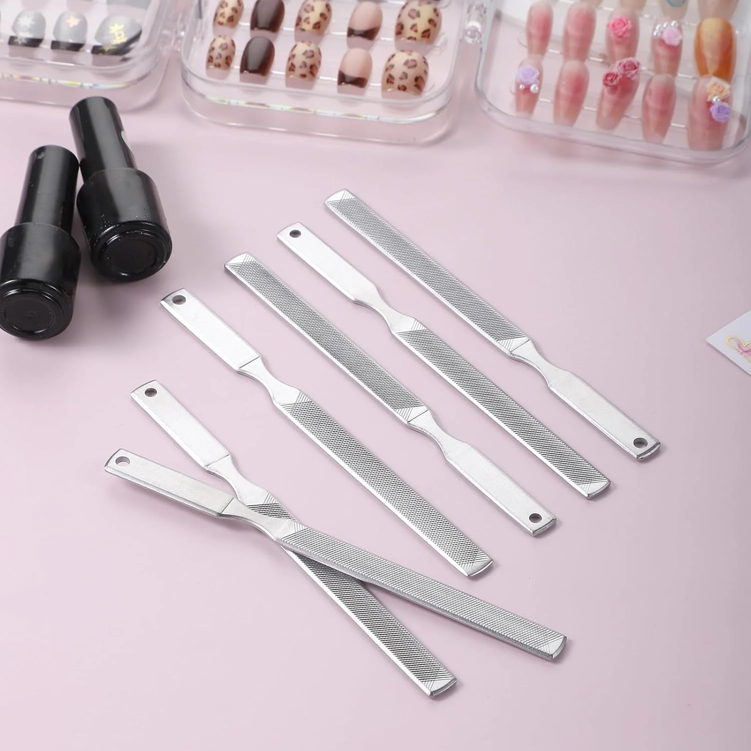 سوهان ناخن پا حرفه ای استیل ضد زنگ بلند 13 سانتی متر / 5.1 اینچ برای ناخن های ضخیم، سوهان ناخن دو طرفه، سوهان ناخن پا، سوهان ناخن برای مردان و زنان، بسته 6 عددی