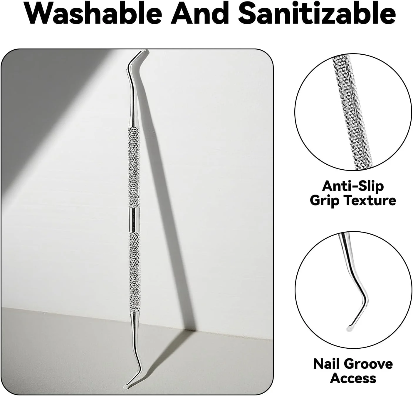 دو عدد سوهان ناخن فولادی بلند با دسته استیل ضد لغزش و لیفتر ناخن دو طرفه، سوهان ناخن برای اونیکومیکوزیس، ناخن های قارچی و فرورفته، ابزار مانیکور پدیکور برای مردان و زنان