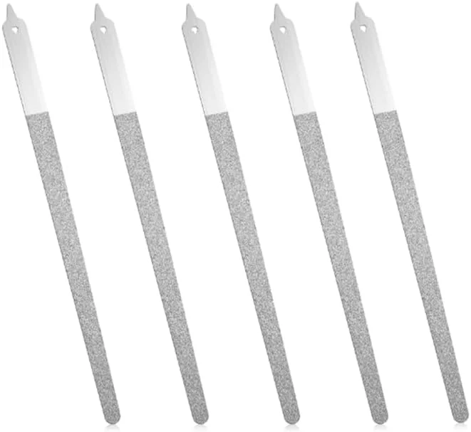 ۵ عدد سوهان ناخن الماسه، ۱۵ سانتی متری فولاد ضد زنگ با نوک تیز، دو طرفه برای مانیکور پدیکور حرفه ای سالن و استفاده خانگی