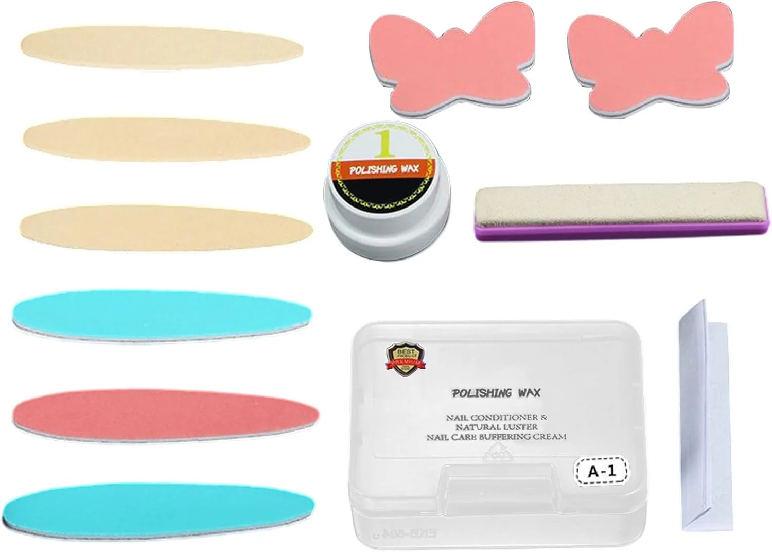 ست پولیش ناخن - موم پولیش ناخن و ابزار پولیش، لوازم جانبی ترمیم ناخن صاف کننده برای حرفه ای ها، مبتدیان، سالن، استودیو، خانه، حمام