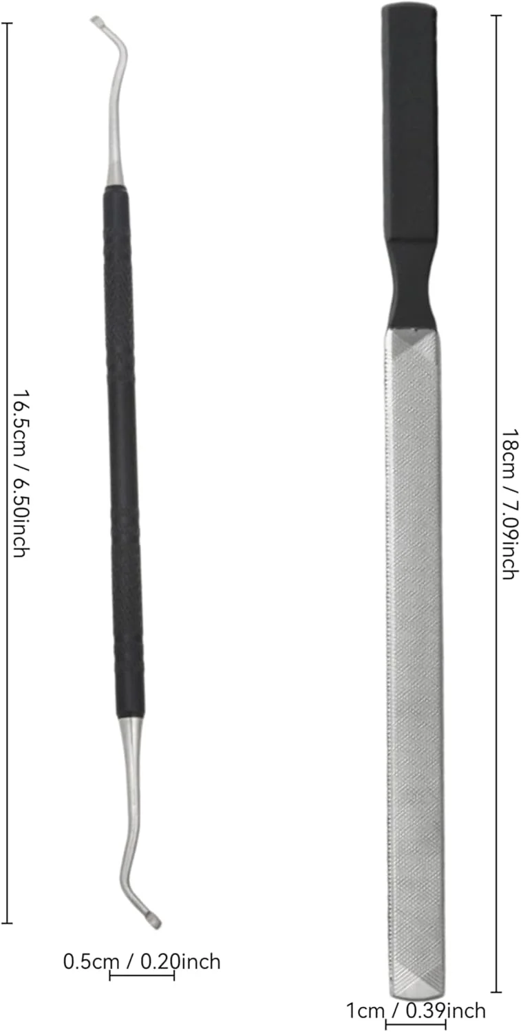 ست مراقبت از ناخن ضخیم بزرگسالان - سوهان ناخن فلزی مقاوم و ابزار بلند کننده ناخن، ابزار پدیکور ارگونومیک با دسته آسان گیر برای سالمندان، بادوام برای ناخن های سخت و ضخیم