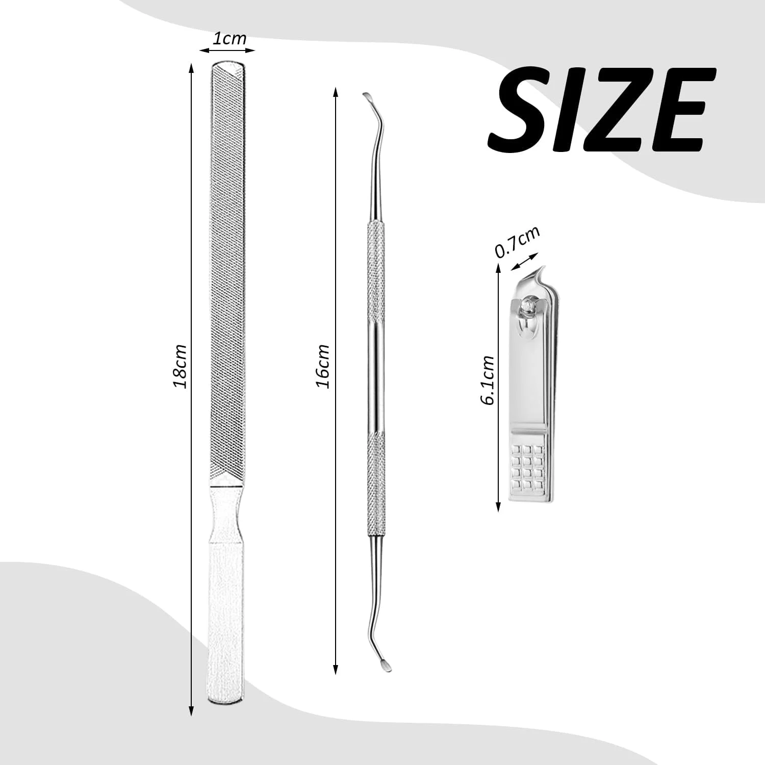 یک عدد ناخن گیر، 2 عدد ابزار ترمیم ناخن، سوهان ناخن دو طرفه، ابزار حرفه ای مانیکور، مناسب برای مراقبت از دست و پا.