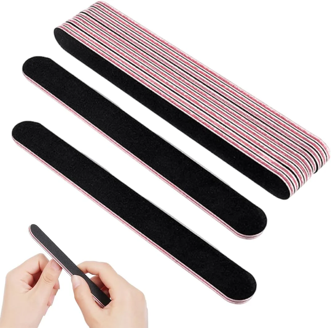 ۱۰ عدد سوهان مانیکور حرفه ای، سمباده دو طرفه با درجه زبری ۱۰۰/۱۸۰ برای فرم دادن به ناخن