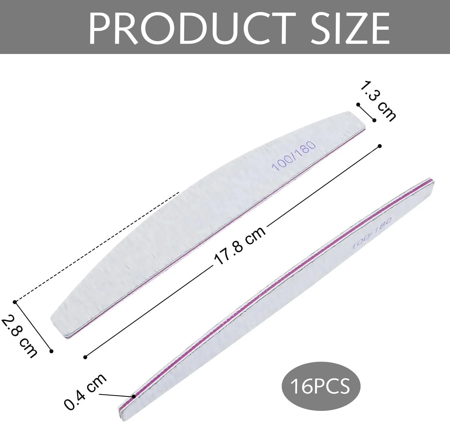 مجموعه سوهان ناخن 16 عددی حرفه ای دو طرفه درجه زبری 100/180 مناسب برای ناخن های ژلی ترکیبی برای سالن و منزل