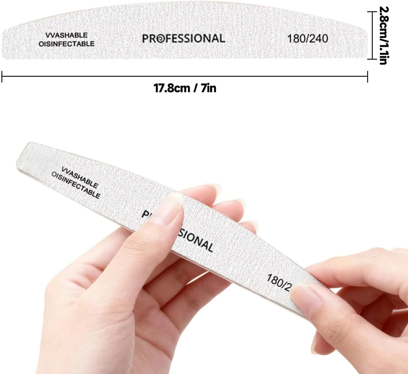 بسته ۱۰ عددی سوهان ناخن حرفه ای با درجه زبری ۱۰۰/۱۸۰، دو طرفه، مناسب مانیکور، پدیکور، ناخن های طبیعی و ژلی