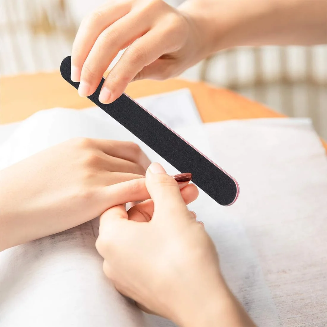 ۱۰ عدد سوهان مانیکور حرفه ای، سمباده دو طرفه با درجه زبری ۱۰۰/۱۸۰ برای فرم دادن به ناخن