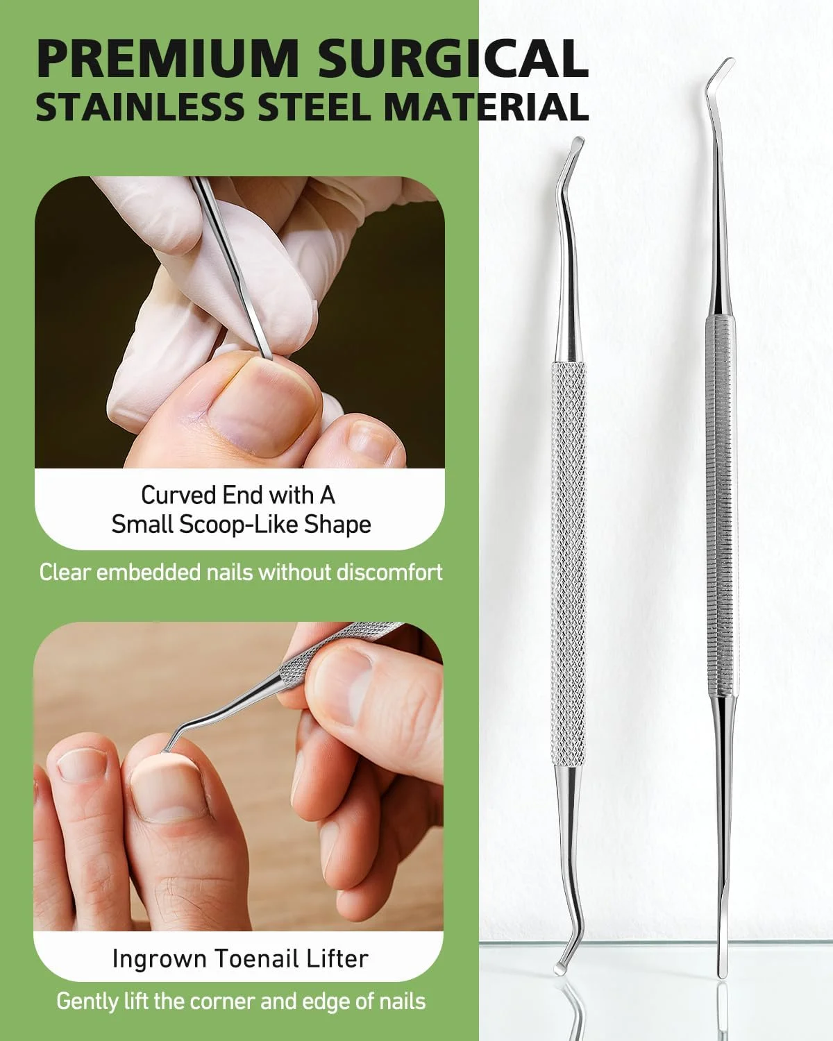 مجموعه ۷ عددی ابزار برداشتن ناخن پا فرو رفته بالوکا – ابزار تمیز کننده ناخن پا از جنس استیل ضد زنگ حرفه ای و سوهان ناخن پا فرو رفته برای پدیکور بدون درد در خانه و اصلاح ناخن