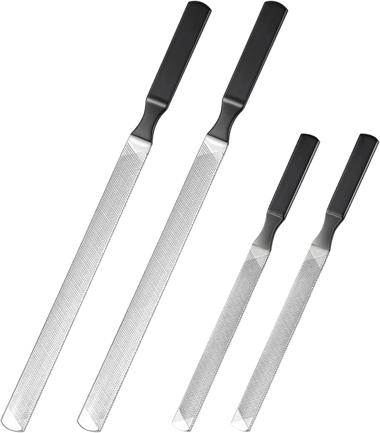 ۴ عدد سوهان ناخن پا برای ناخن های ضخیم، سوهان ناخن/ناخن سگ استیل ضد زنگ حرفه ای ۴ طرفه با دسته ضد لغزش - سوهان مانیکور قابل استفاده مجدد برای مردان، برای ناخن های ضخیم/سر سخت