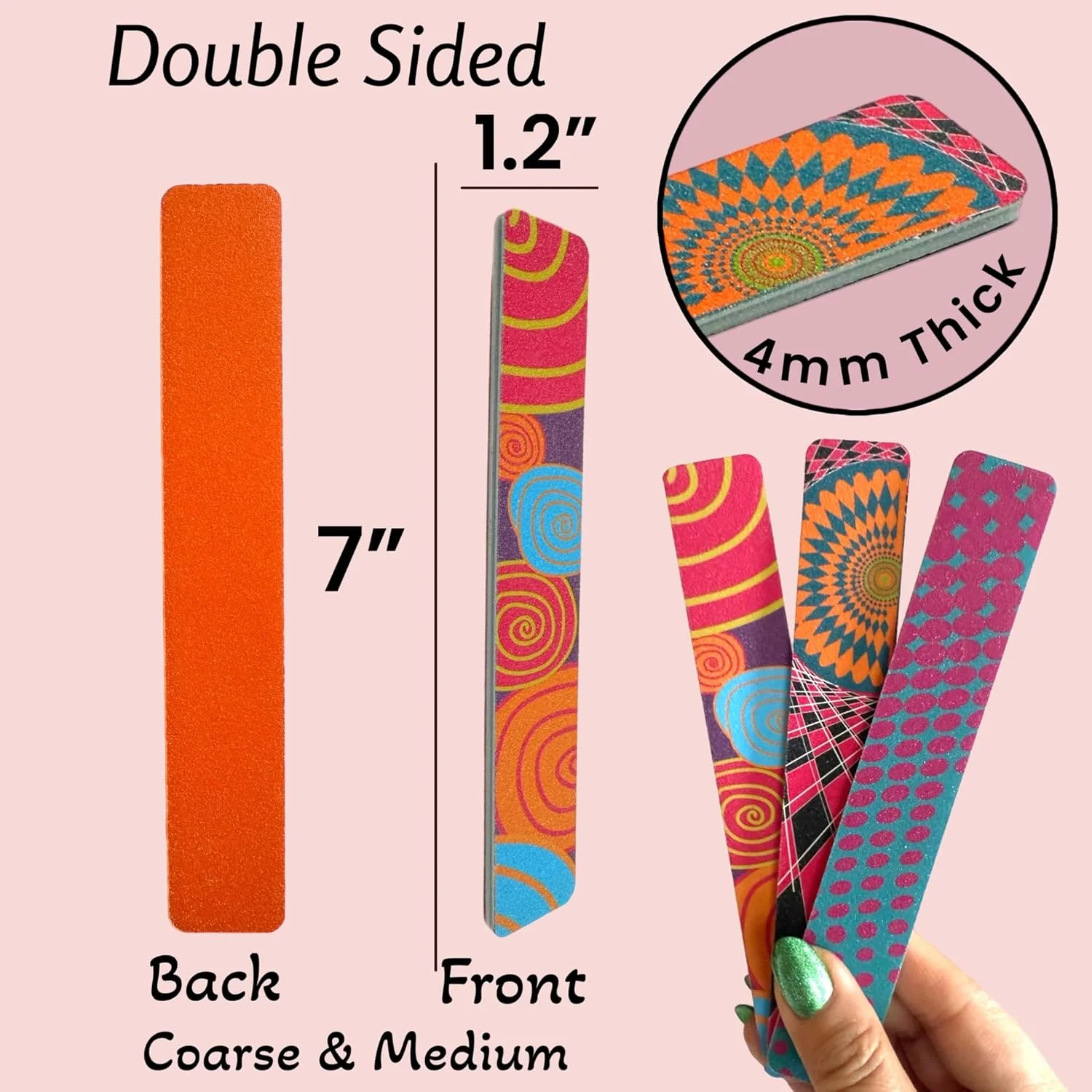 مجموعه 36 عددی سوهان ناخن دو طرفه، سمباده ای با درجه زبری سنگین، متوسط و نرم، دارای بالشتک، با طراحی ارگونومیک برای استفاده آسان، مناسب برای صاف و صیقلی کردن ناخن ها، طول 7 اینچ، مناسب برای مسافرت، منزل و سالن، مورد تایید TSA