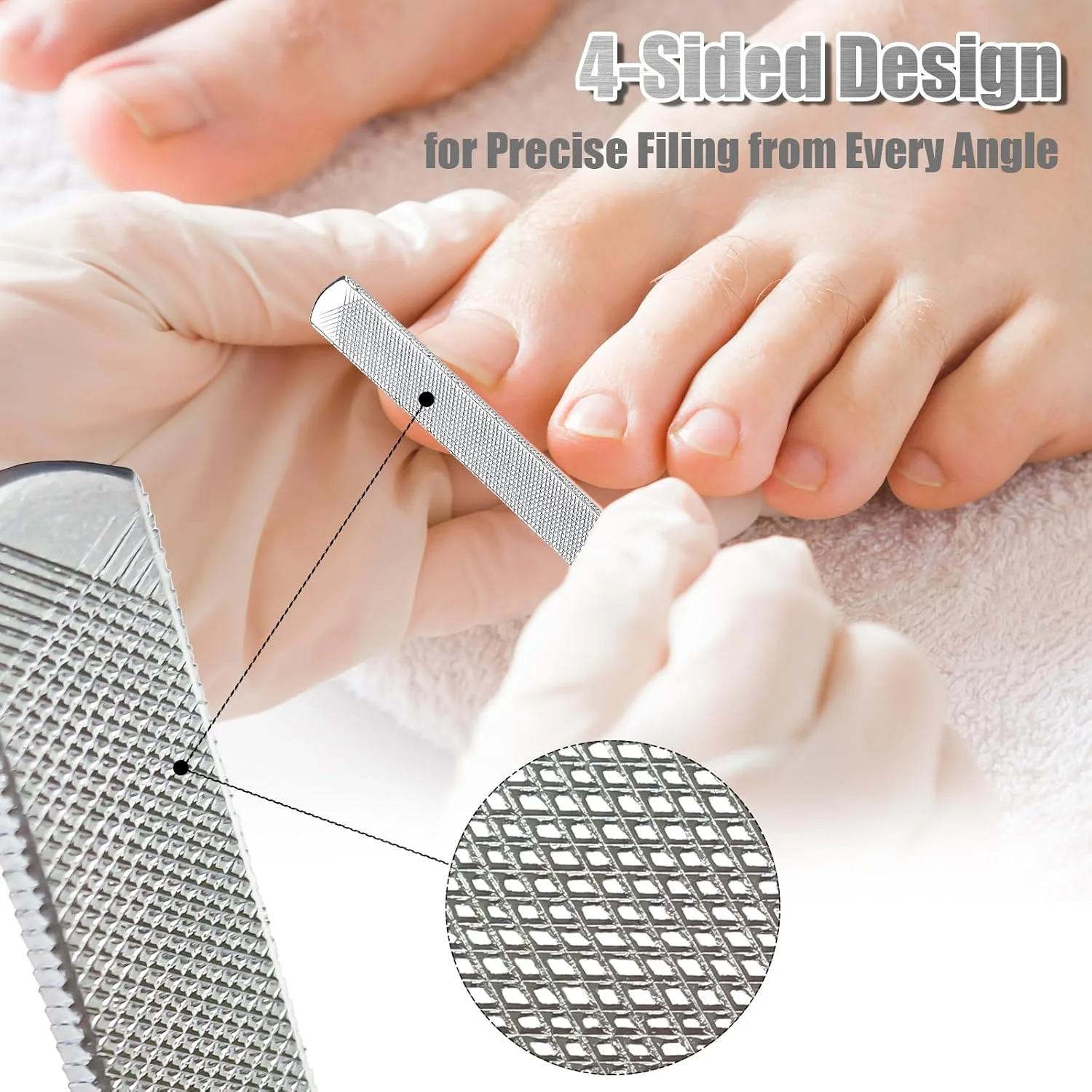 دو عدد سوهان ناخن پا برای ناخن های ضخیم، فولاد ضد زنگ 4 طرفه، سوهان ناخن پا سنگین، 18 سانتی متر طول، ابزار مراقبت از ناخن بادوام و کارآمد، ایده آل برای مانیکور یا پدیکور مردان و زنان