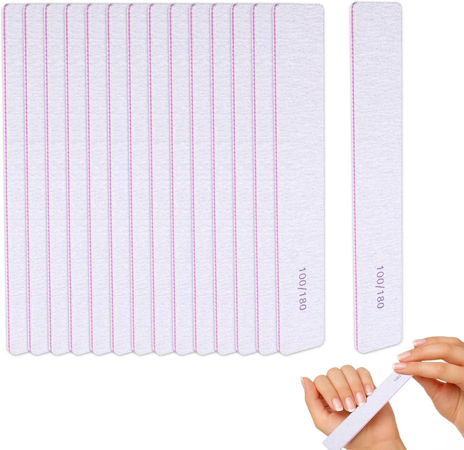 ست 15 عددی سوهان ناخن حرفه ای دو طرفه با قابلیت استفاده مجدد، درجه زبری 100/180، مناسب برای ناخن های اکریلیک و طبیعی، ابزار مانیکور، مناسب برای طراحی ناخن، سالن و استفاده خانگی