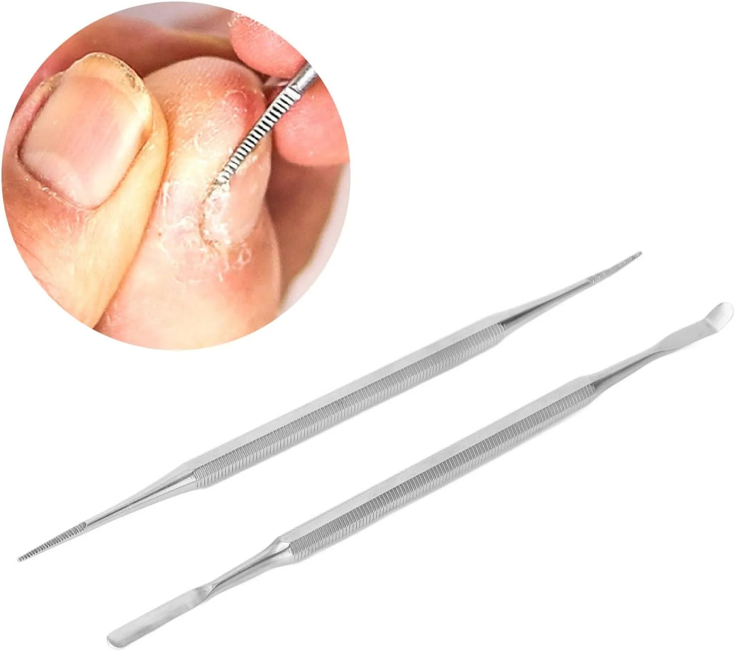 ست حرفه ای سوهان و لیفتر ناخن پا فرورفته، کیت ابزار ناخن پا فرورفته دو سر از جنس استیل ضد زنگ با دسته ارگونومیک برای منزل، مسافرت، سالن پدیکور