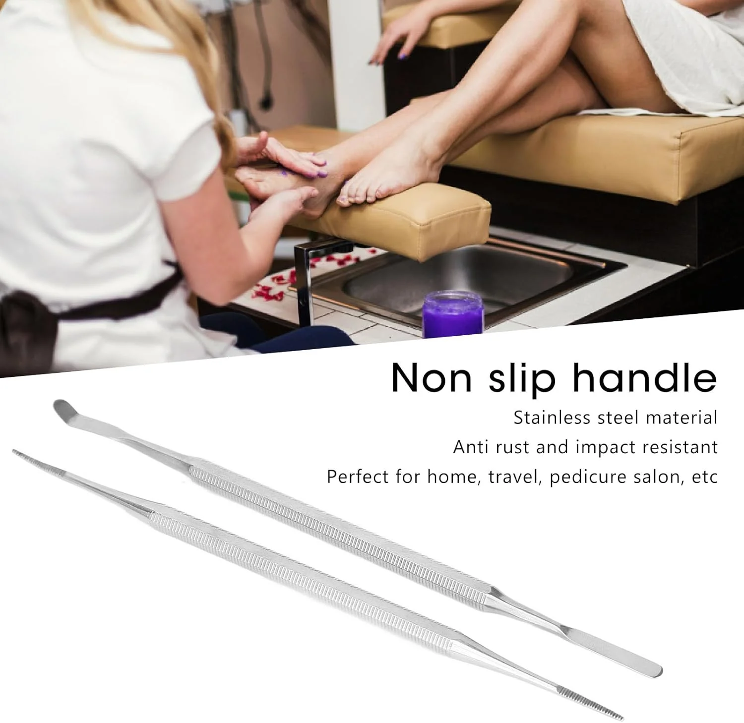 ست حرفه ای سوهان و لیفتر ناخن پا فرورفته، کیت ابزار ناخن پا فرورفته دو سر از جنس استیل ضد زنگ با دسته ارگونومیک برای منزل، مسافرت، سالن پدیکور