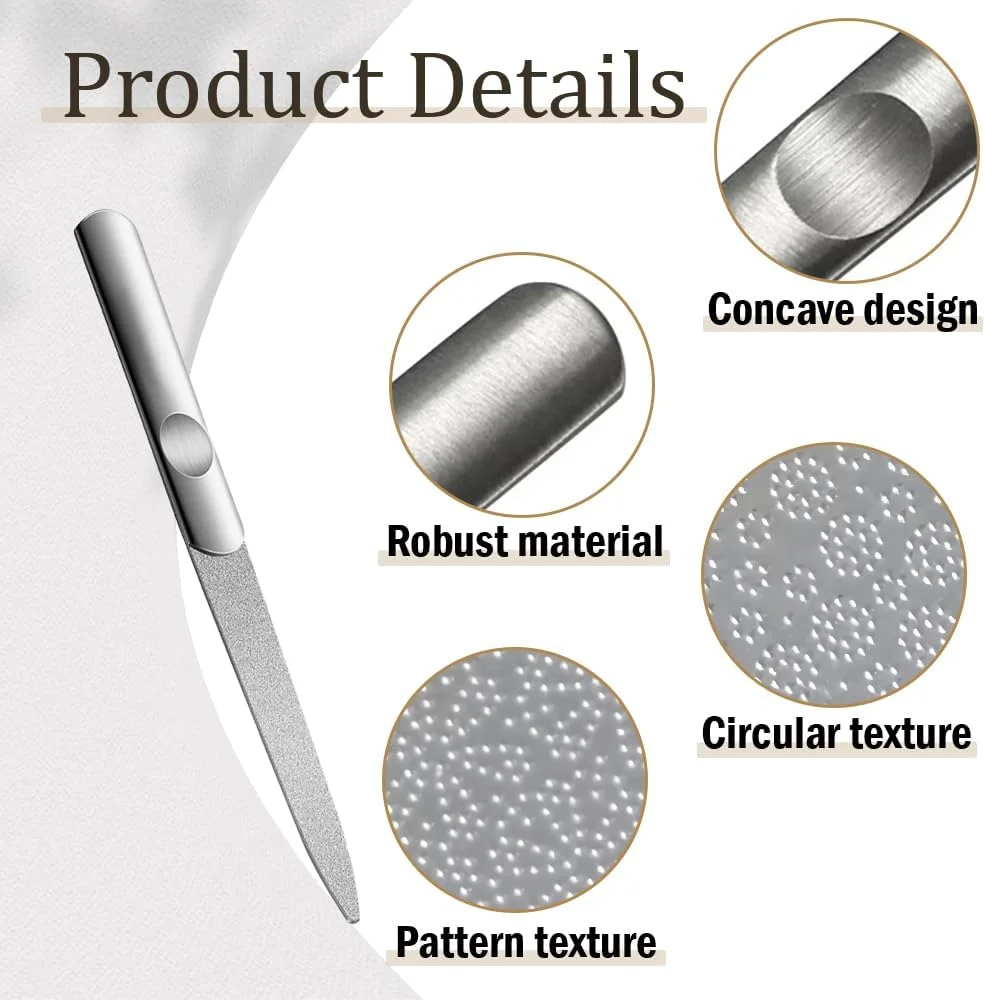 دو عدد سوهان ناخن الماسه استیل ضد زنگ دو طرفه، سوهان ناخن فلزی حرفه ای با دانه بندی درشت و ظریف برای استفاده در سالن، منزل، مناسب برای خانم ها، آقایان، مراقبت از ناخن و پا