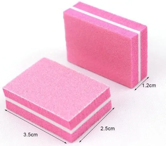 بافر ناخن دو طرفه مینی، مناسب برای ناخن های اکریلیک و طبیعی، گریت 100/180، بسته 50 عددی، قابل شستشو (صورتی)