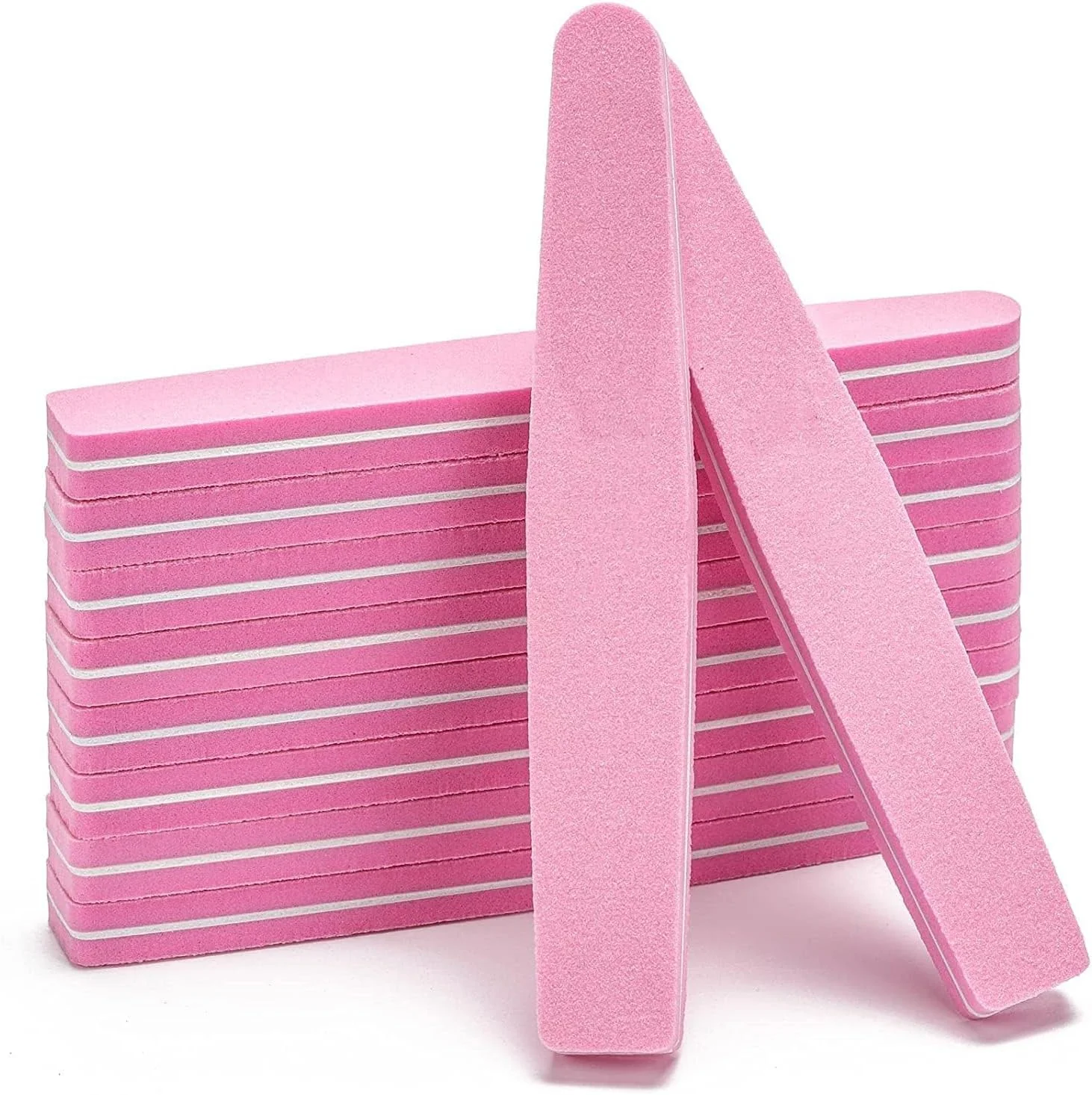 ۱۰ عدد سوهان ناخن اسفنجی دو طرفه قابل شستشو با درجه زبری ۱۰۰/۱۸۰، مناسب برای سوهان کشی ناخن های اکریلیک، صورتی