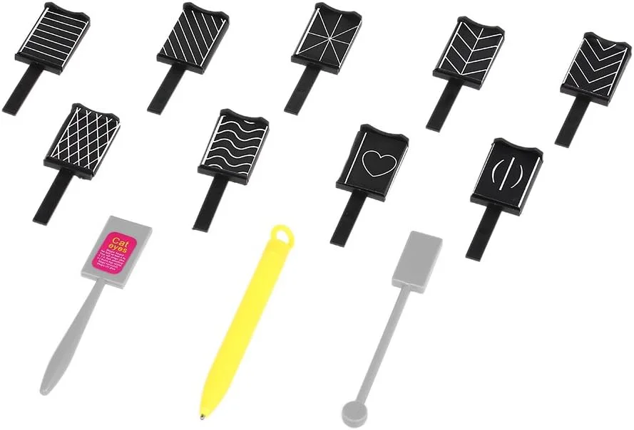 مجموعه ۱۲ عددی ابزار طراحی ناخن مغناطیسی سه بعدی به همراه قلم طراحی