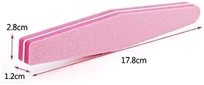 ۱۰ عدد سوهان ناخن اسفنجی دو طرفه قابل شستشو با درجه زبری ۱۰۰/۱۸۰، مناسب برای سوهان کشی ناخن های اکریلیک، صورتی