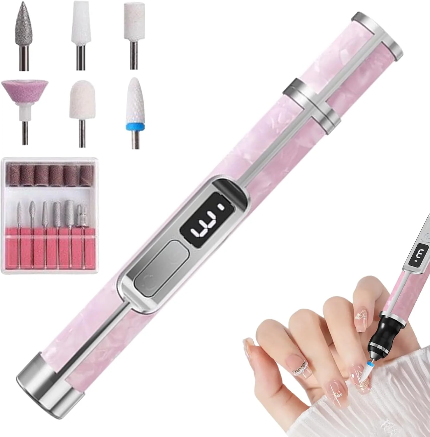 سوهان ناخن برقی | دارای 3 سرعت برای ناخن های ضخیم | سنگ پای برقی قابل شارژ برای استفاده در منزل، سالن، مسافرت، بانوان، دختران، آقایان و افراد مبتدی در فضای باز