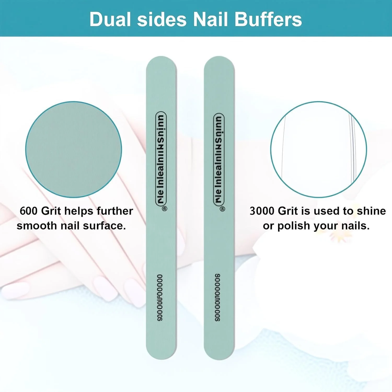 ۱۰ عدد سوهان ناخن با درجه زبری ۶۰۰/۳۰۰۰ برای ناخن های طبیعی، ابزار مانیکور و پدیکور دو طرفه برای ناخن های دست و پا، مناسب برای خانه و سالن (سبز)