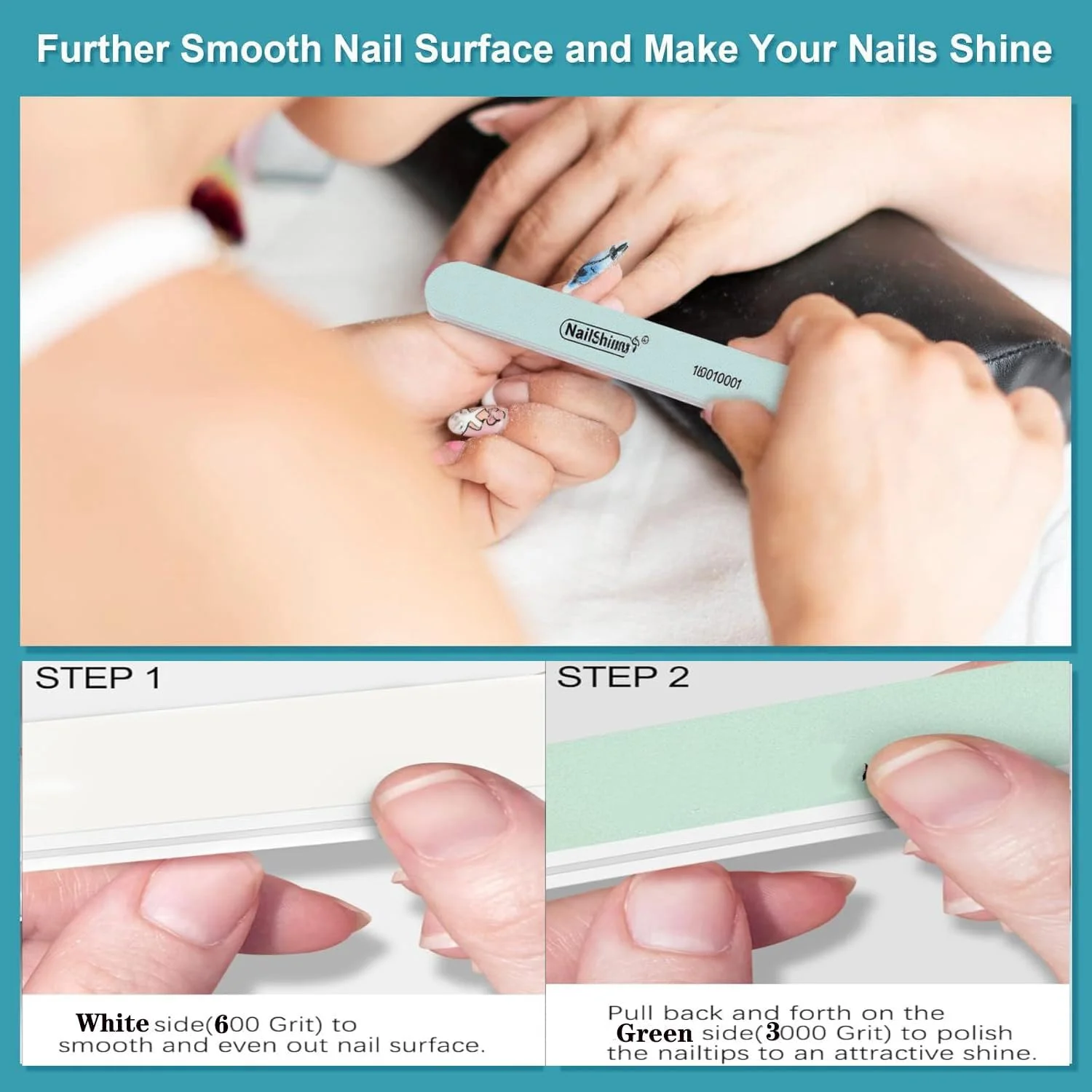 ۱۰ عدد سوهان ناخن با درجه زبری ۶۰۰/۳۰۰۰ برای ناخن های طبیعی، ابزار مانیکور و پدیکور دو طرفه برای ناخن های دست و پا، مناسب برای خانه و سالن (سبز)