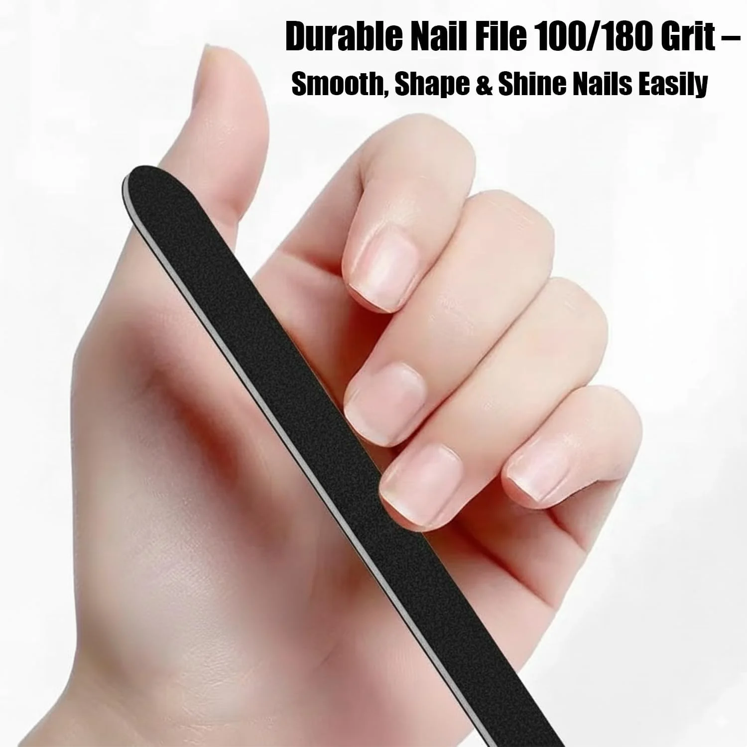 سوهان ناخن 12 عددی حرفه ای دو طرفه درجه زبری 100/180، ابزار مانیکور پدیکور مشکی برای ناخن های اکریلیک طبیعی، سوهان های بافرینگ قابل استفاده مجدد