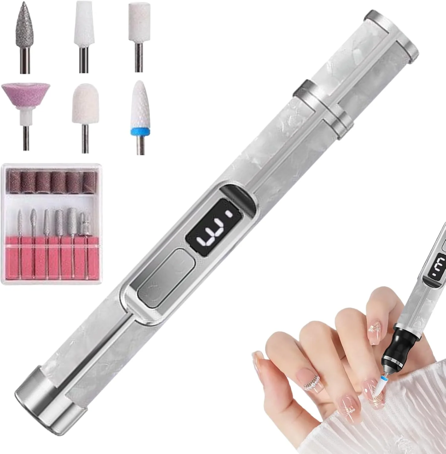 سوهان ناخن برقی | دارای 3 سرعت برای ناخن های ضخیم | سنگ پای شارژی برای استفاده در منزل، سالن، مسافرت، بانوان، دختران، آقایان و افراد مبتدی در فضای باز