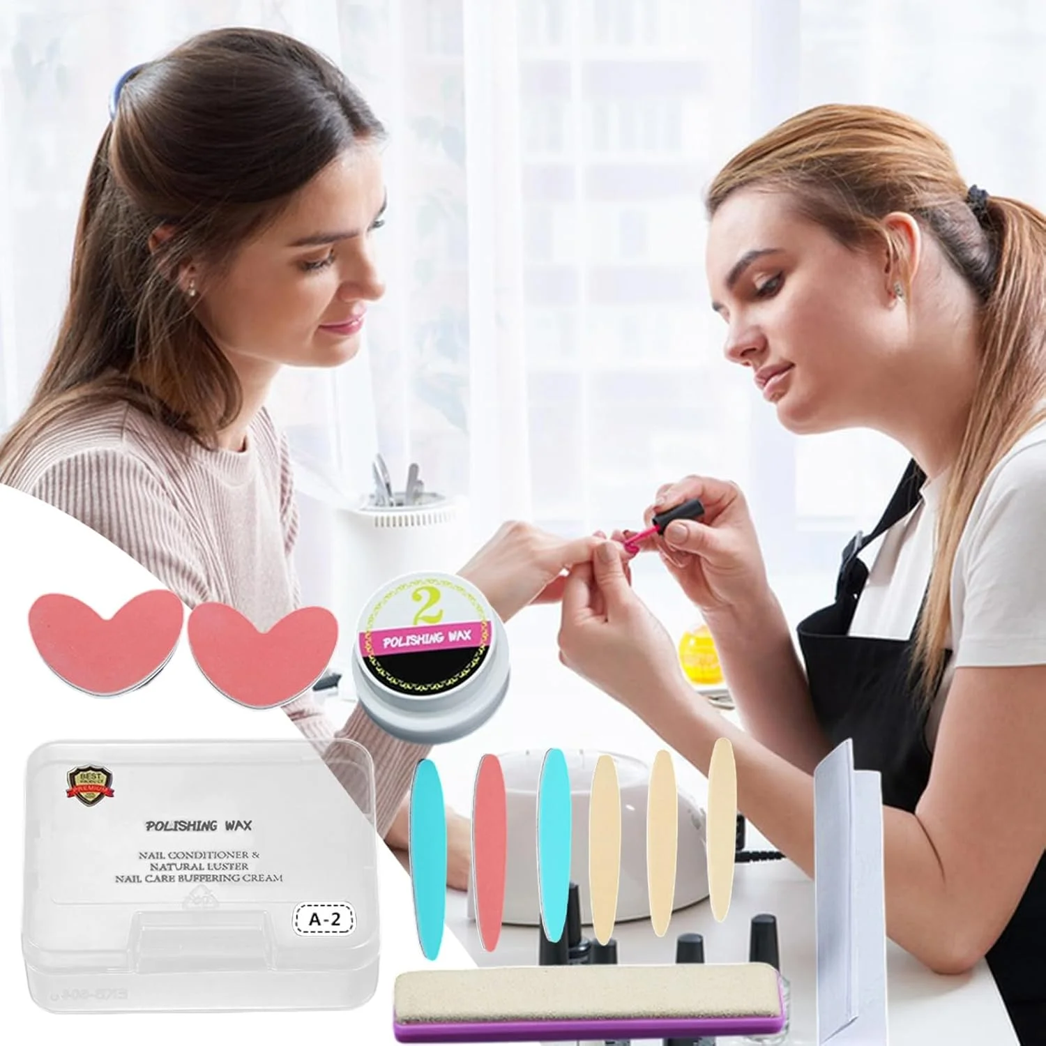 بافر درخشان کننده ناخن - کیت مراقبت از ناخن - مجموعه پدیکور ابزار تعمیر مانیکور برای استفاده خانگی، سالن، مسافرت، بانوان، دختران، مبتدیان و نگهداری روزانه حرفه ای