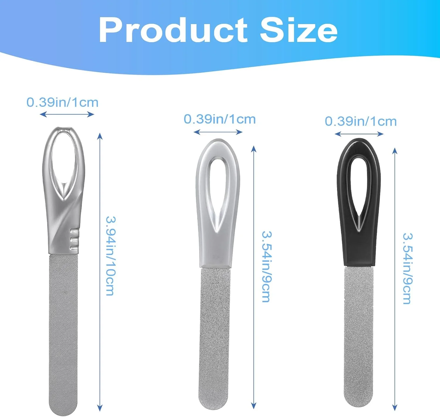 ست ۳ عددی سوهان ناخن فلزی استیل، ابزار مانیکور با دسته ضد لغزش، دو طرفه، نوک گرد و دارای کیف چرمی مناسب برای ناخن های طبیعی ضخیم آقایان و بانوان
