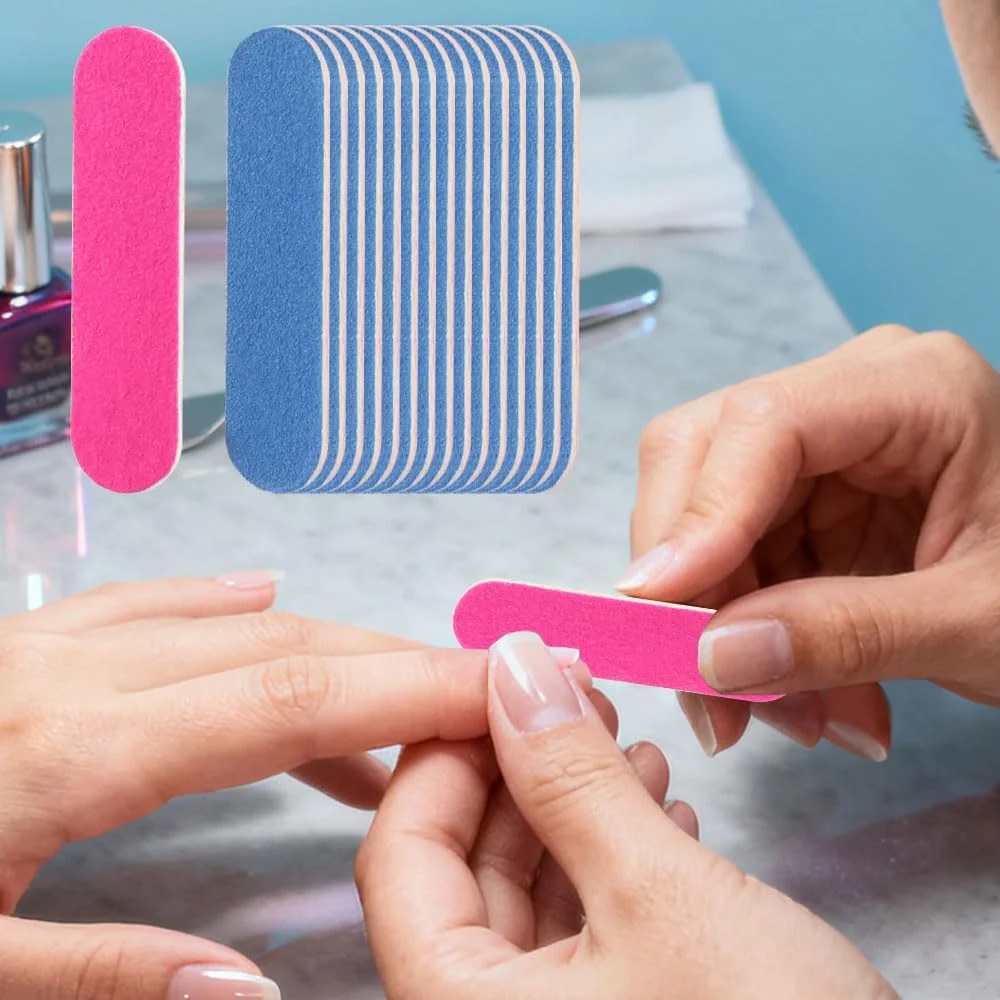 ۱۰۰ عدد سوهان ناخن حرفه ای، دو طرفه، قابل شستشو و قابل استفاده مجدد، ابزار مانیکور برای ژل کاشت ناخن و ناخن های اکریلیک، مناسب برای استفاده در منزل و سالن