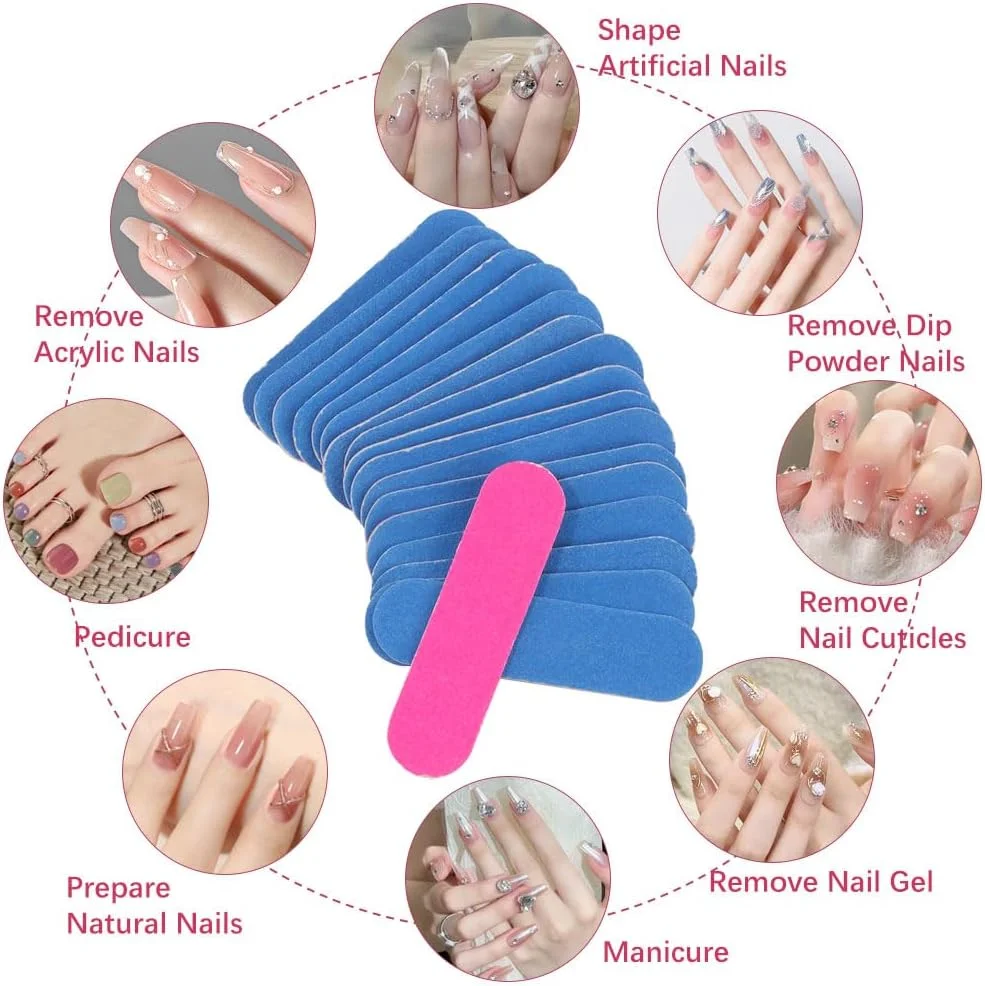 ۱۰۰ عدد سوهان ناخن حرفه ای، دو طرفه، قابل شستشو و قابل استفاده مجدد، ابزار مانیکور برای ژل کاشت ناخن و ناخن های اکریلیک، مناسب برای استفاده در منزل و سالن