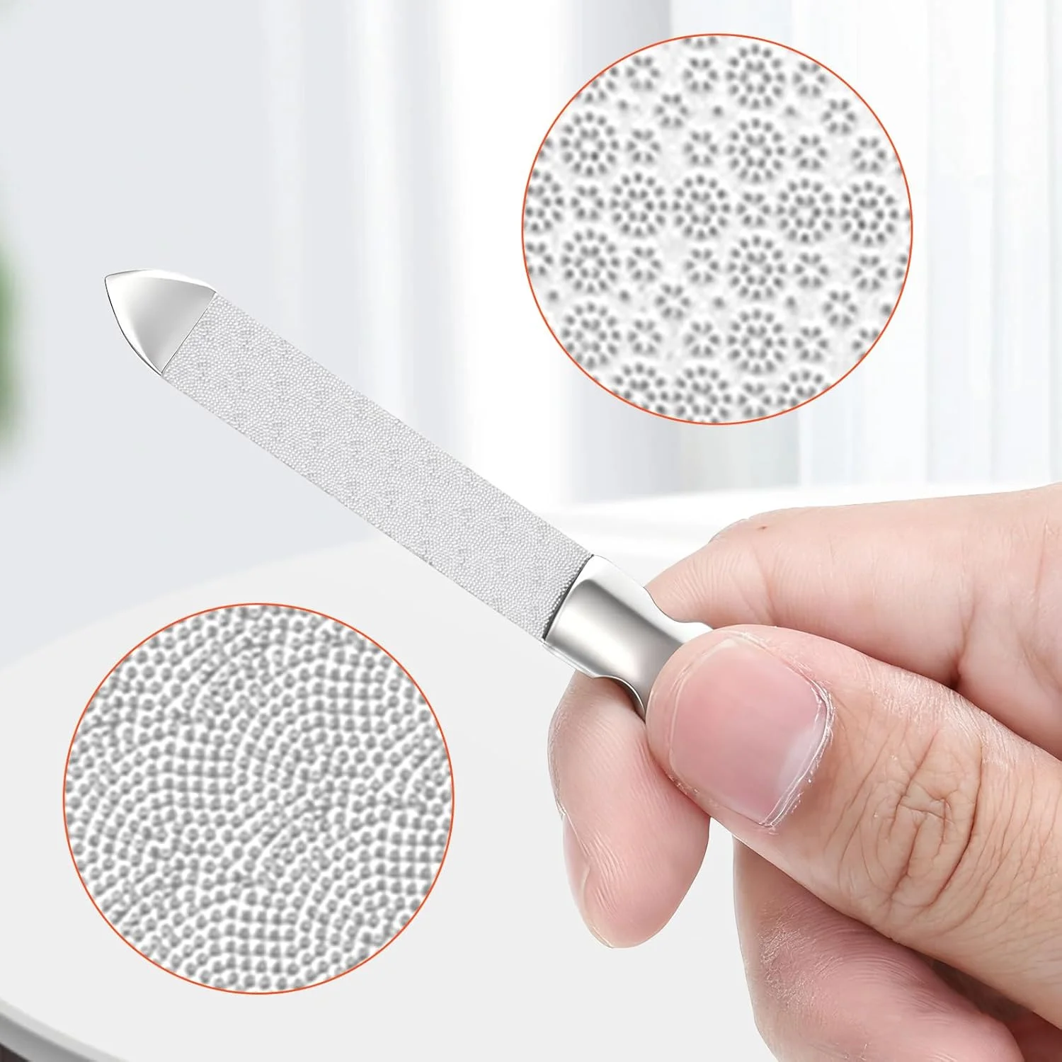 سوهان ناخن حرفه ای، 2 عدد سوهان ناخن فلزی دو طرفه از جنس استیل ضد زنگ به همراه کیف چرمی PU مناسب برای مانیکور و پدیکور ناخن های طبیعی آقایان و بانوان